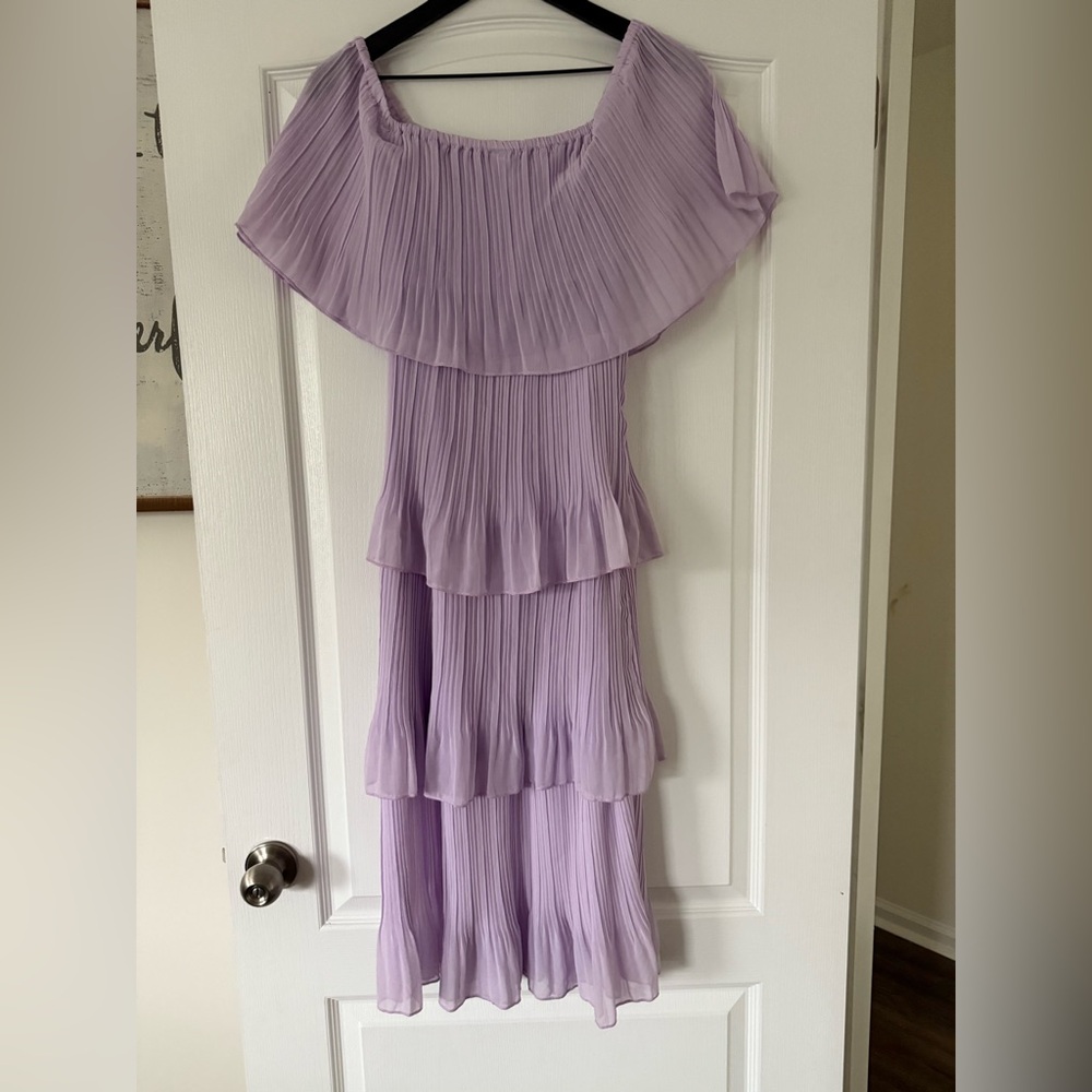 Lavender Ruffle Tiered Strapless Midi Dress - Size Small - Picture 5 of 9